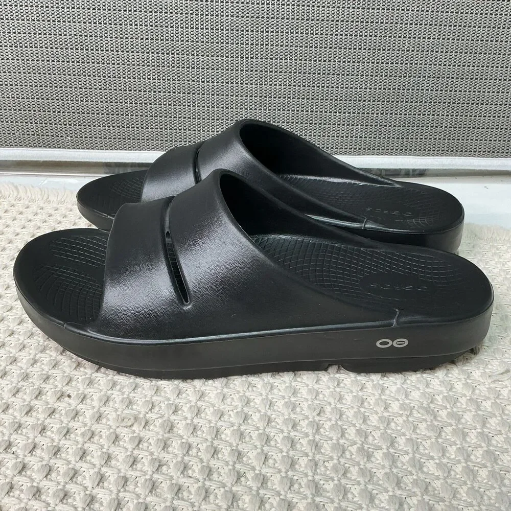 OOFOS Slides Ooahh Black Comfort Orthopedic Recovery Sandals Men’s Size 10 /W12